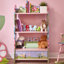 Bibliothèque à 3 niveaux Teamson Kids Magic Garden avec tiroir de rangement, bibliothèque colorée en bois pour les salles de jeux