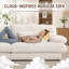 Canapé d'angle modulaire de luxe - Canapé nuage surdimensionné en forme de U pour salon, assise profonde avec 2 poufs, chenille blanche