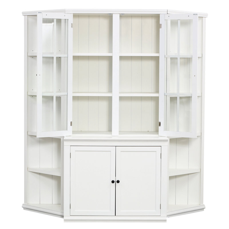 Bibliothèque de présentation 3 pièces 75,25 "avec deux tablettes latérales triangulaires
