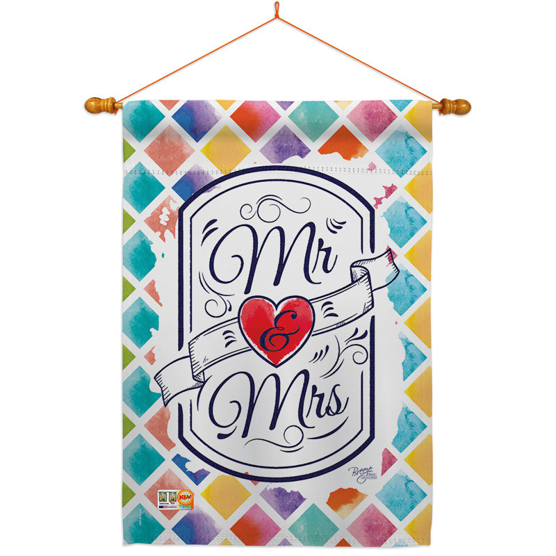 Double Sided 40'' H x 28'' W Polyester Wedding Flag Set