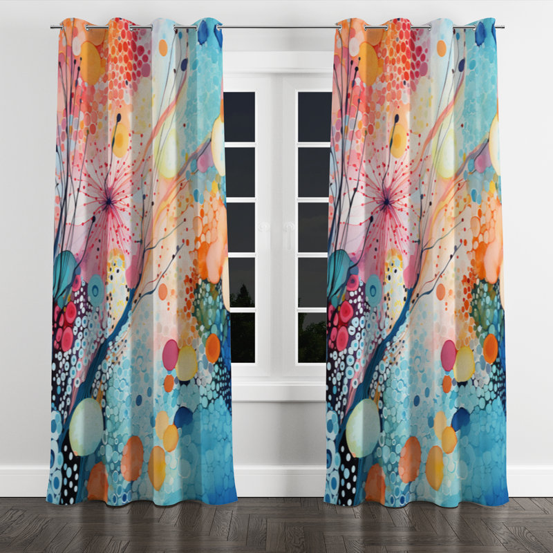 Rideau occultant moderne à œillets Westlake Colorful Ink River Fantasia II - 1 panneau, l 52" x L 95", Œillets argentés