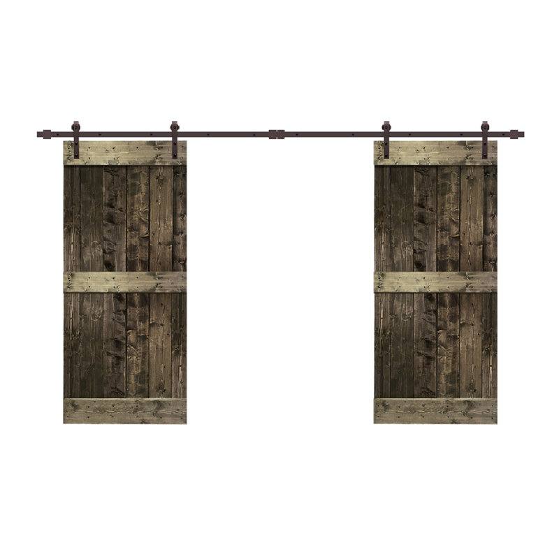 Porte de grange à panneaux et en métal avec trousse de quincaillerie d'installation, 24 po x 84 po, Espresso