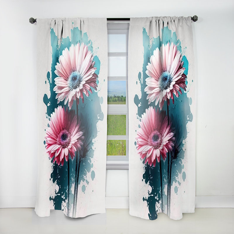 Sherlyn - Flower Gerbera IV - Gerbera Curtain - Velvet Room Darkening - 1 panel, 52" W x 95" L
