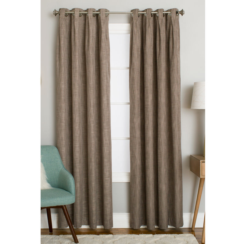 Mentzer 100% Polyester Room Darkening Solid Color Curtain Panel with Grommet Top , 50" W x 95" L, Mineral