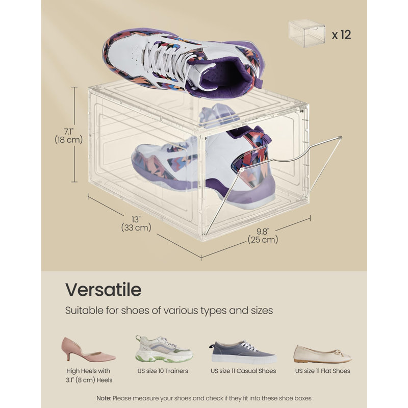 Shoe Boxes, Clear Shoe Organizers, Set Of 12(Transparent White), White