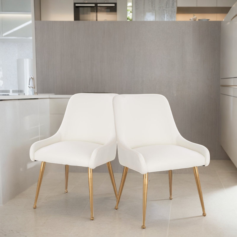 Chaise rembourrée en cuir Norika Pu, Blanc