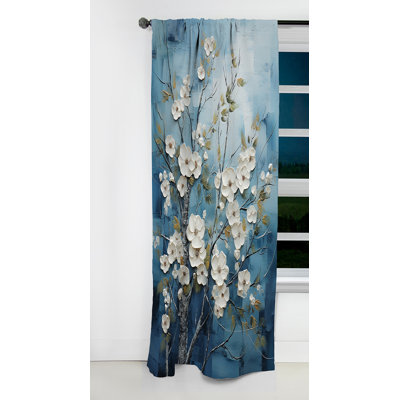 Halie - Forest Winter Curtain - Blackout Floral Curtain - 1 Panels