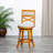 30" Bar Height X-Back Swivel Stool, Natural Finish, Beige Fabric Seat-3364894-3364889