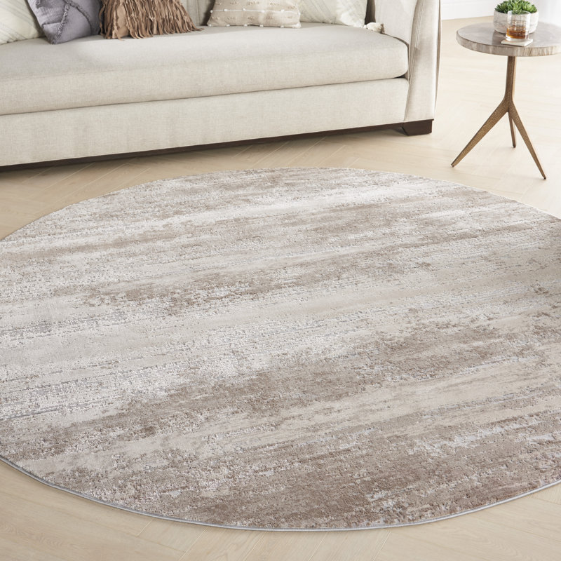 Tapis beige Modern, Rond 7 pi 10 po