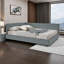 Grand canapé-lit en velours capitonné style Mid-Century avec dossier et accoudoirs, sans sommier, chambre ou salon, gris (85,5 po x 64,5 po x 30,5 po)-1541551093