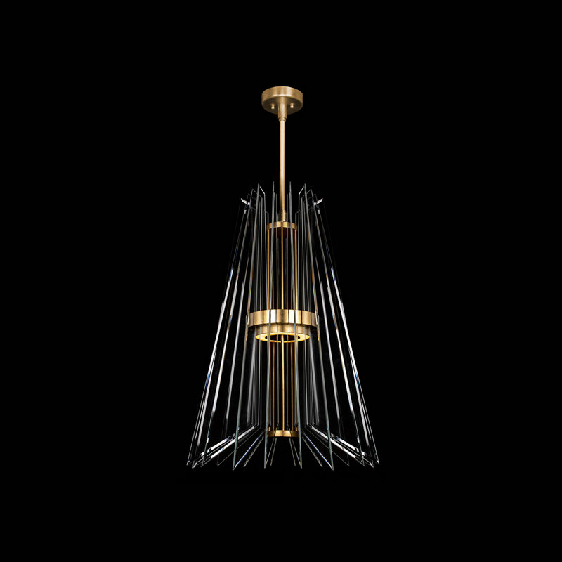 Newton Gold Leaf 3-Light LED Pendant with Carved Crystal