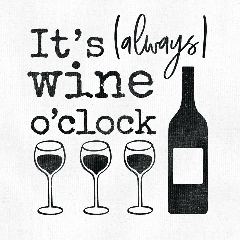 Wine O' Clock - Wrapped Canvas Print, 91cm H x 91cm W x 3.8cm D