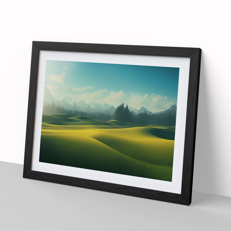 Serene Meadow Landscape Vol.1 - Framed Print, Black, 46cm H x 64cm W x 2cm D