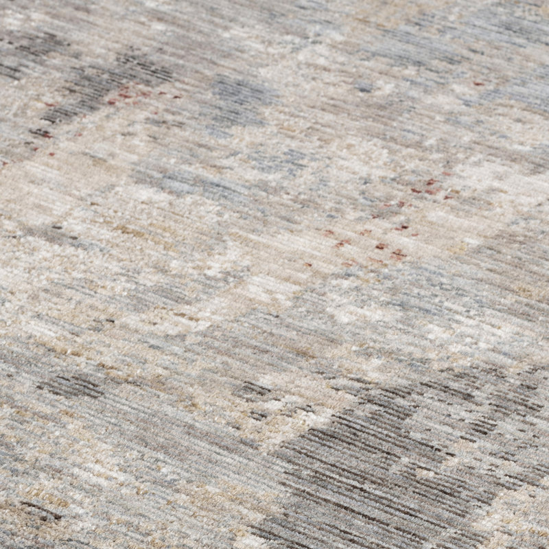 Sealy Easton Modern Abstract Slate Turkish Area Rug, 3' X 10' with Fringe, Runner 2'6" x 10", Slate