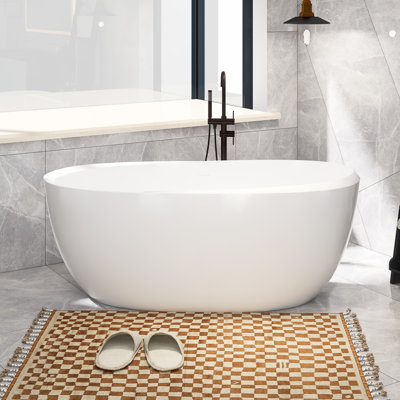 59'' x 29.5'' Freestanding Soaking Acrylic Bathtub