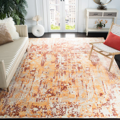 Curt Hand Loomed Viscose/Wool Abstract Rug in Orange