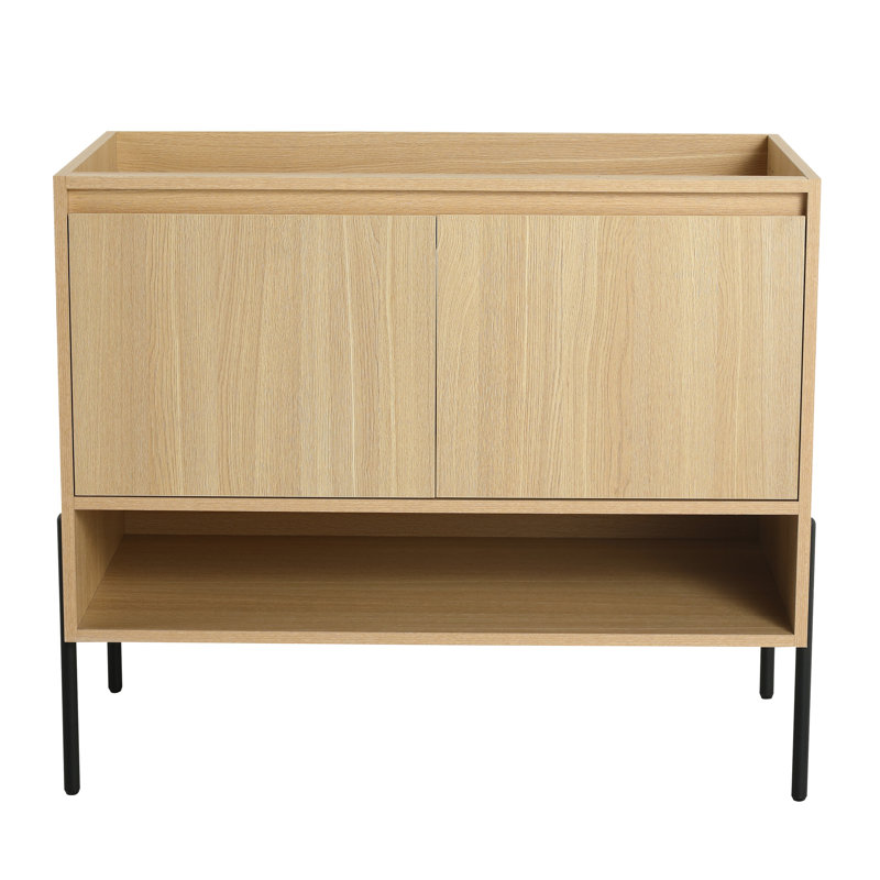 Armoire de salle de bain sur pied 36 po en bois d'ingénierie avec 2 portes à fermeture douce
