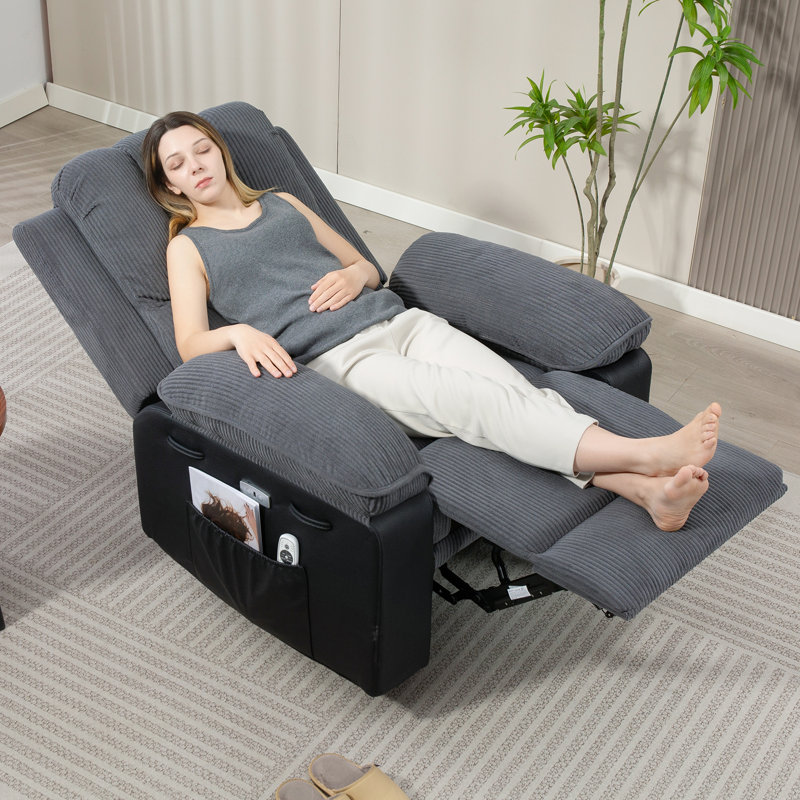 Aayansh Upholstered Recliner Heated Massage Chair, Grey, No
