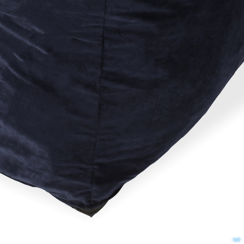 Fauteuil à billes en velours avec accoudoirs, Velours bleu foncé