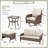 6 Pieces Outdoor Wicker Patio Furniture Set, 5-Person Seating Group With Side Table & Ottoman, All-Weather PE Wicker Sofa Conversation Set For Poolside, Deck, Backyard, Blue/Beige-866957804