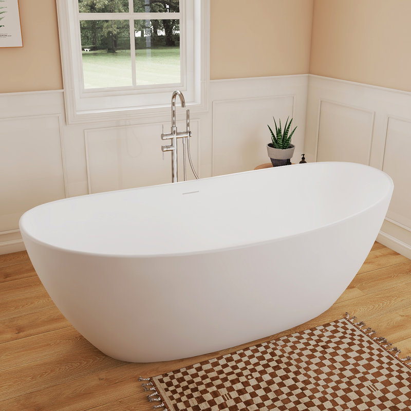Baignoire profonde autoportante à surface solide 53 po Fslefay