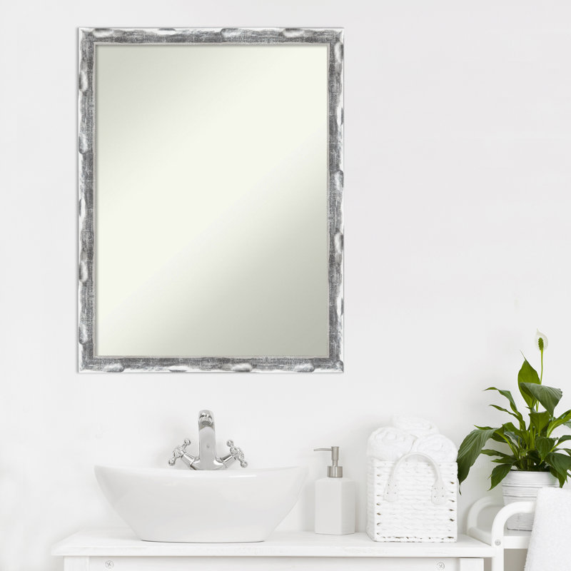 Scratched Wave Chrome 20 in. x 26 in. Bathroom Vanity Non-Beveled Wall Mirror, 26" x 20"