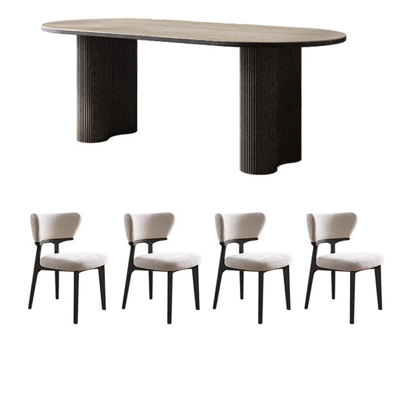 Vintage rock slab table and chair combination, 29.52"H x 55.11"L x 27.55"W