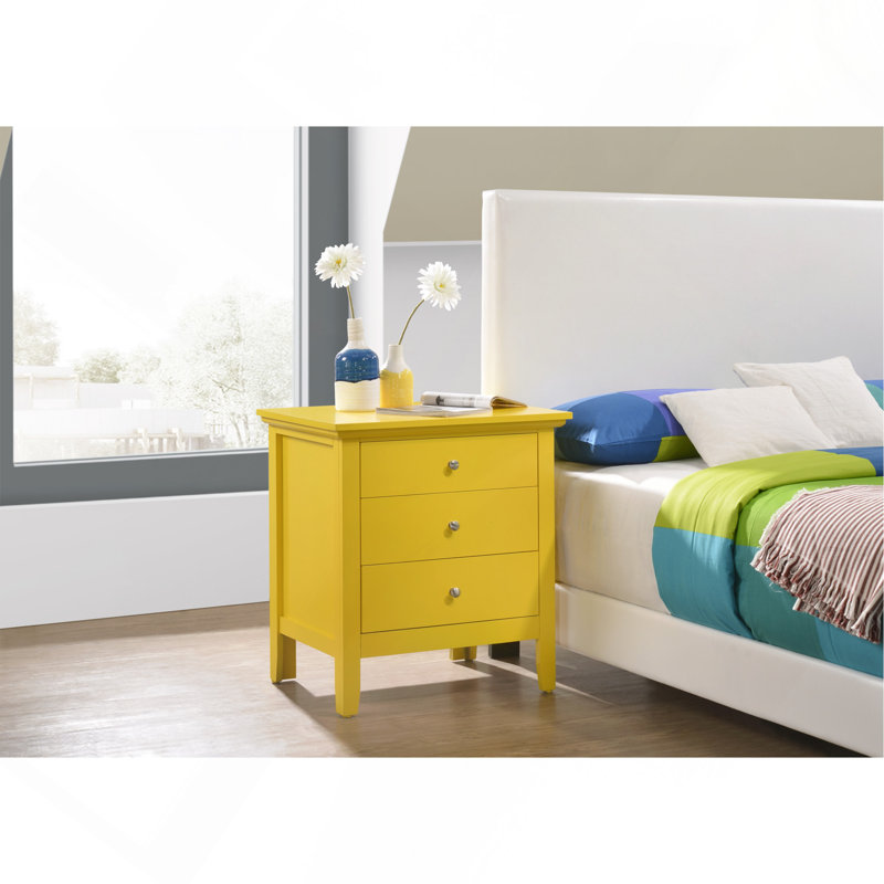 Casual Modern Vibrant Yellow Nightstand, Yellow