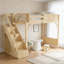 Lit mezzanine simple en bois massif avec garde-robe intégrée, rangement et tablettes à côté, garde-corps pleine longueur, escalier, aucun sommier nécessaire, naturel-1606284640-1606284643