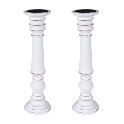 2 Piece Wood Pillar Set