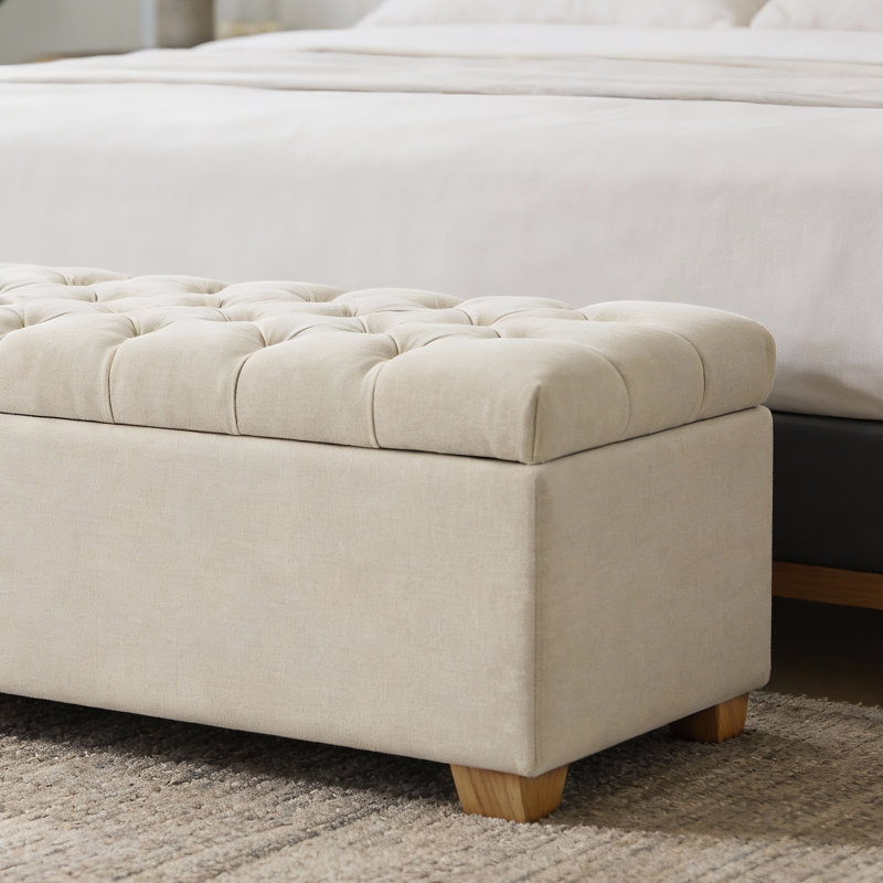 Banc de repose-pieds capitonné l 60,2 po, Beige