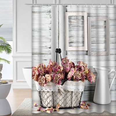Rideau de douche Shabby Chic Vintage Pink Roses