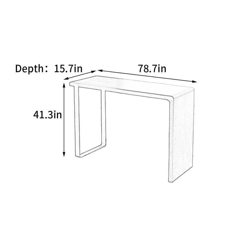 Table de bar simple et légère en bois massif de luxe, H 41,3 po x L 78,7 po x l 15,7 po