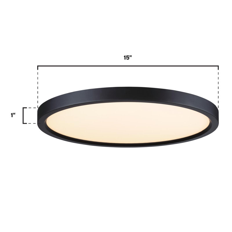 Acrylic LED Flush Mount, Selectable Color Temperature, Black