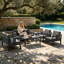 Ensemble de patio extérieur en teck Junco pour six personnes avec coussins et deux tables-930960650-930960646