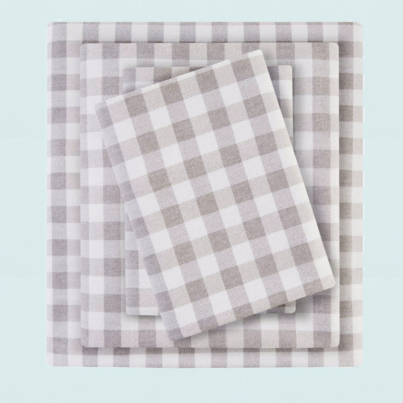 Ensemble de draps imprimés à carreaux à chevrons, Couvre-lit double + 3 pièces supplémentaires