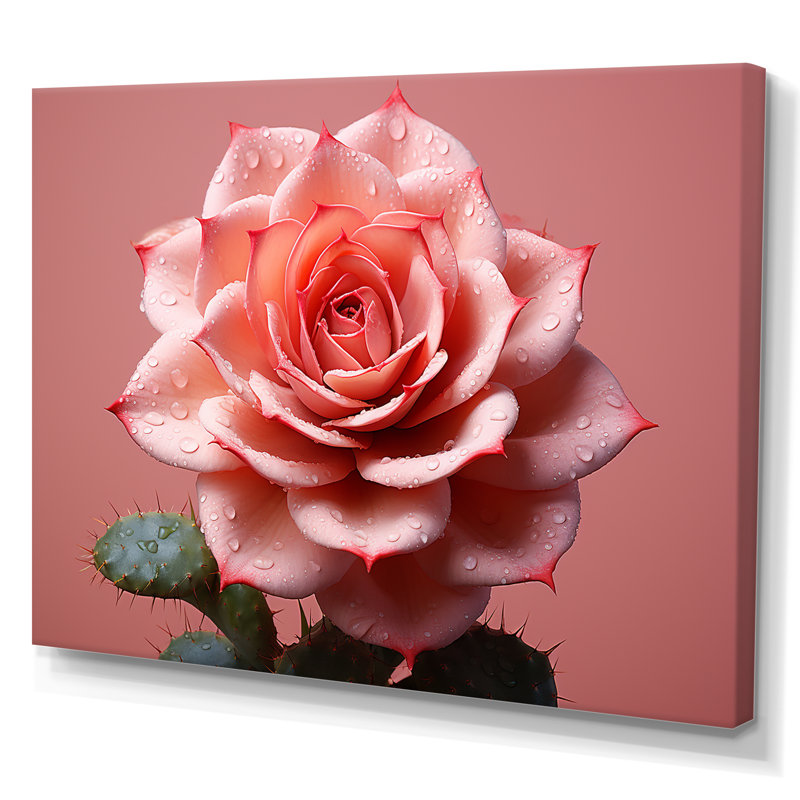 Cactus Rose Resilience I - impression, Toile tendue, H 30 po x l 40 po x P 1,5 po