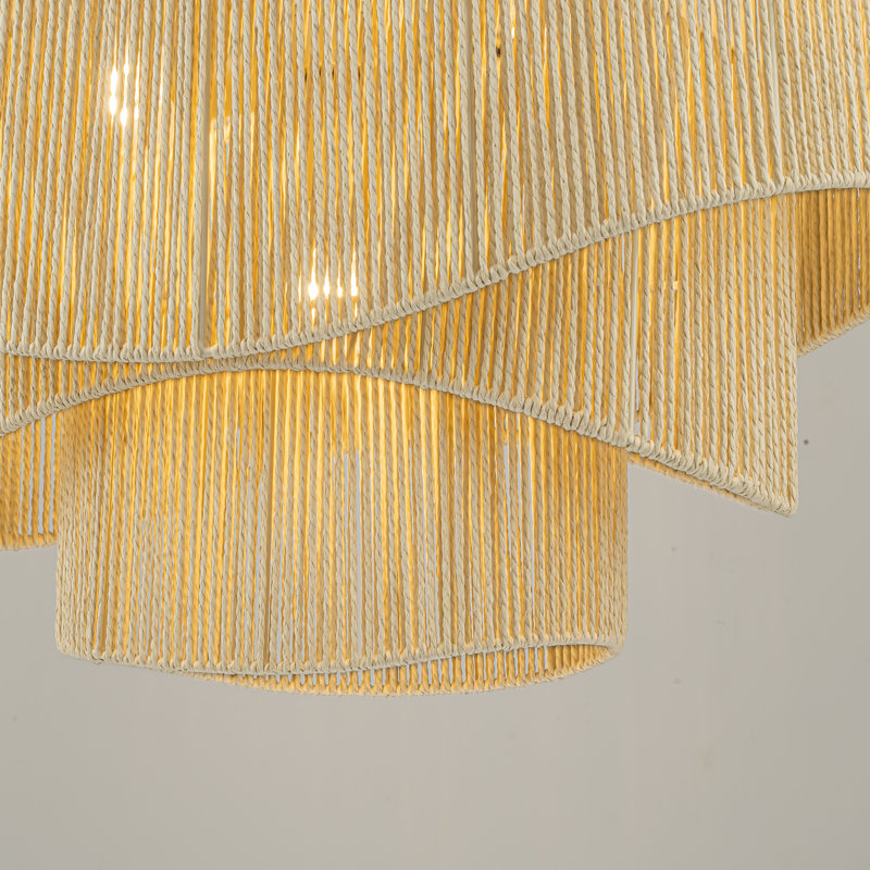 Lustre sculpté en rotin 3 lumières Sienna, Matte Black