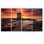 Phare sur le rocher «Red Ocean Sunset» - art mural 4 phares-1034742205
