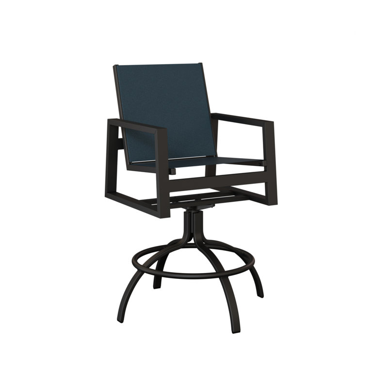Chaise de bar pivotante Berlin Gardens Vida, Noir mat, Marine