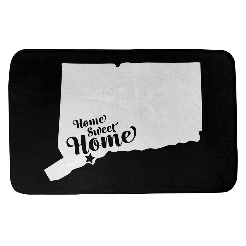 Tapis de bain antidérapant Colors, L 21 po x L 34 po, Bleu, Home sweet Connecticut
