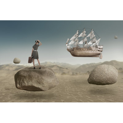 Woman With Flying - Wrapped Canvas Print