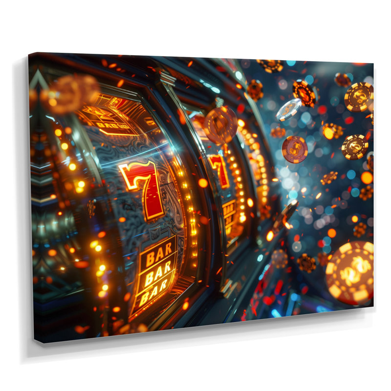 Machine à sous Jackpot Winner I - casino et jeux, reproduction d'art mural, Toile tendue, H 34 po x l 44 po x P 1,5 po