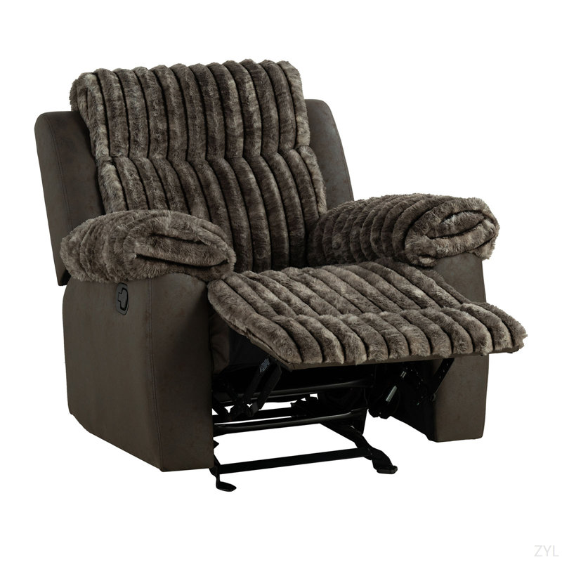 Transitional Style Manual Glider Recliner Two Tone Design Finish Primary Living Room, Brown