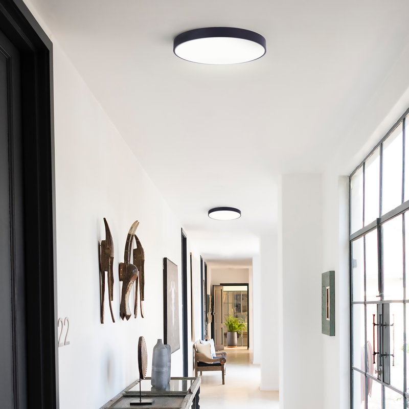 Black LED Edgeless Flush Mount, 1" H x 14" W x 14" D, No, Matte Black