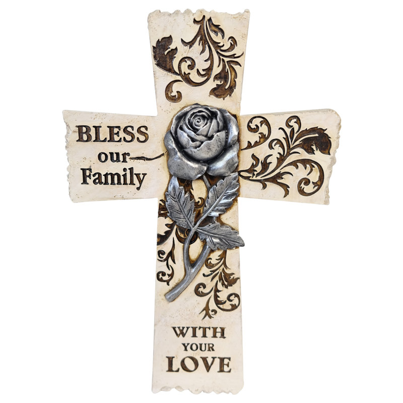 Rose Bless Hanging Wall Cross