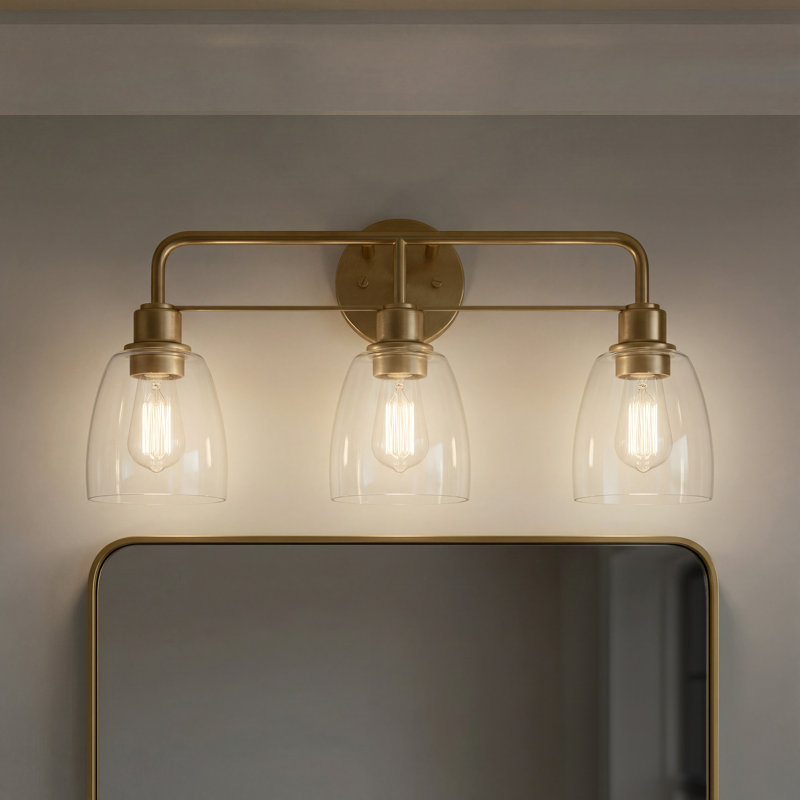 Meller 3-Light Industrial Inspired Vanity Light, Champagne Bronze