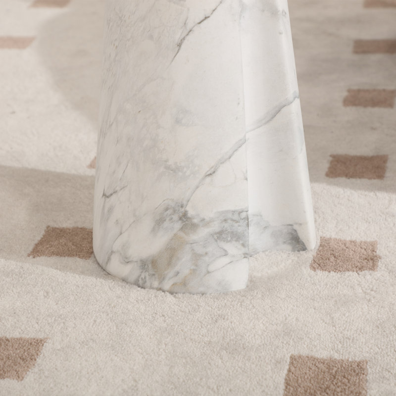 Faux Marble Side Table, White