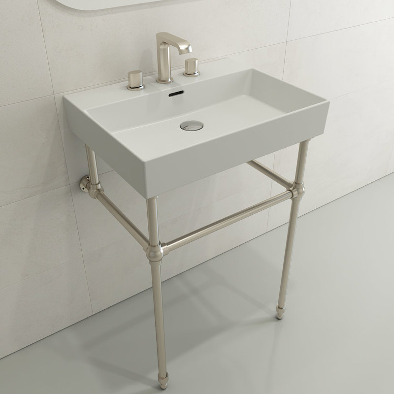 Milano 23.82'' L Bathroom Sink, Matte White, Single-Hole