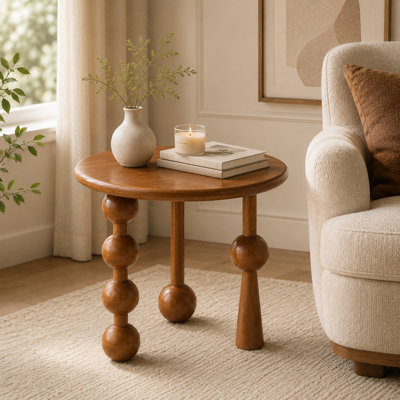 Table de bout moderne en bois massif 20 po